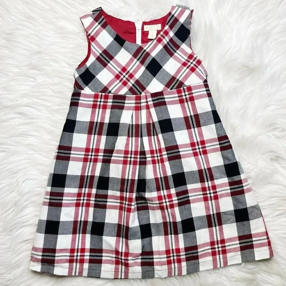 The Children's Place Plaid Dress White Red Black Size 4T
